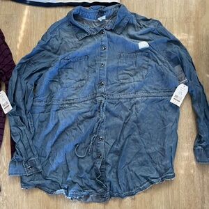 Women’s Blue Maternity Denim Shirt